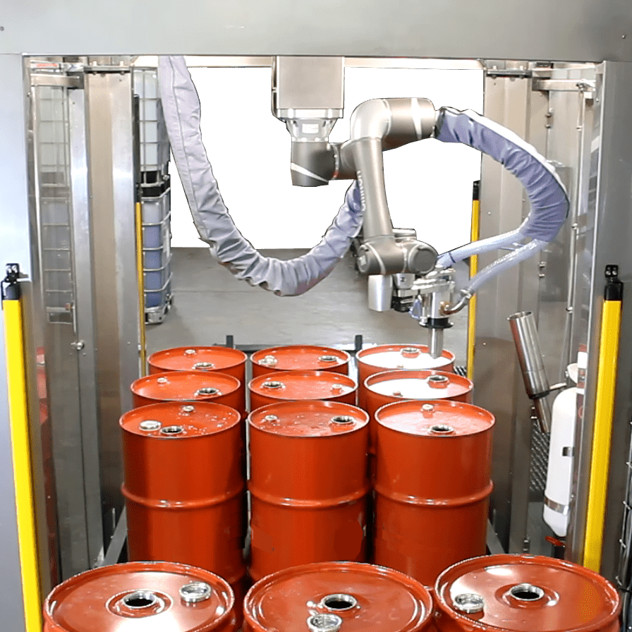 Robotic drum filling machines | automatic liquid filling machine canada