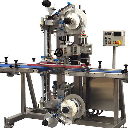 Top and bottom labeling machine